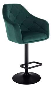 LuxuryForm DESIGN Barová židle ANDORA VELUR na černé kulaté podstavě - zelená