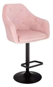 LuxuryForm DESIGN Barová židle ANDORA VELUR na černé kulaté podstavě - světle růžová