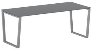 Kancelářský stůl PRIMO IMPRESS, 200x90 cm, šedostříbrná podnož, grafit
