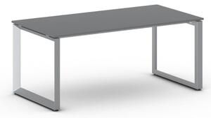 Kancelářský stůl PRIMO INSPIRE, 180x90 cm, šedostříbrná podnož, grafit
