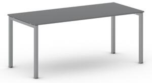 Jednací kancelářský stůl PRIMO SQUARE, 180x80 cm, šedostříbrná podnož, grafit