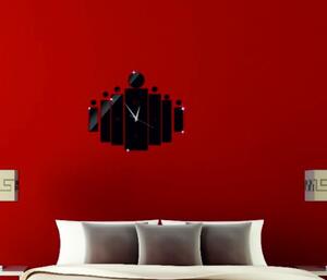 Nástěnné hodiny nalepovací - DIY HOJOKER: Šedá kovová Ral 7005 Stříbrné ručičky 3591-81146 IA-117-116-115-S