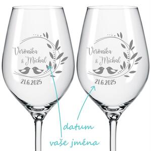 Svatební skleničky na víno Romance 2 ks
