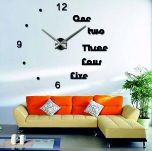 Hodiny na zeď do kanceláře - DIY DREI: Zrcadlo SILVER Stříbrné ručičky 80 cm 3650-105011 12S040