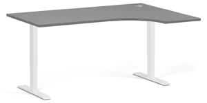 Rohový výškově nastavitelný stůl, 160x120 cm, 1 motor, L/P, bílá podnož, grafit