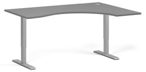 Ergonomický výškově nastavitelný stůl, 160x120 cm, 2 motory, L/P, šedá podnož, grafit
