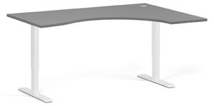 Ergonomický výškově nastavitelný stůl, 160x120 cm, 1 motor, L/P, bílá podnož, grafit