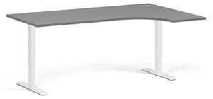 Rohový výškově nastavitelný stůl, 180x120 cm, 1 motor, L/P, bílá podnož, grafit