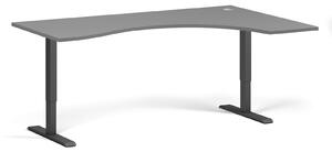 Ergonomický výškově nastavitelný stůl. 180x120 cm, 2 motory, L/P, černá podnož, grafit