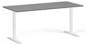 Výškově nastavitelný stůl, 180x80 cm, 1 motor, bílá podnož, grafit