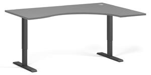 Ergonomický výškově nastavitelný stůl, 160x120 cm, 2 motory, L/P, černá podnož, grafit