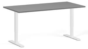 Výškově nastavitelný stůl, 160x80 cm, 1 motor, bílá podnož, grafit