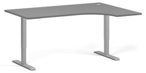 Rohový výškově nastavitelný stůl, 160x120 cm, 1 motor, L/P, šedá podnož, grafit