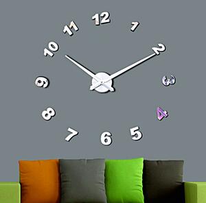 SENTOP | Nástěnné hodiny zrcadlo. Nalepovací hodiny zrcadlové čísla DIY NOSPEN Moderní nalepovací nástěnné hodiny | 3D hodiny 12SZ047 HEU- analogové