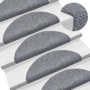 Schodové rohože samolepicí 15 ks 56 x 17 x 3 cm světle šedé půlkulaté 132693