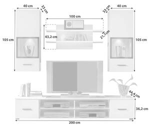 OBÝVACÍ STĚNA, bílá Boxxx - Kompletní obývací stěny