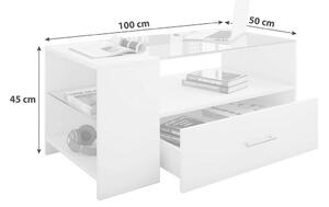 KONFERENČNÍ STOLEK, bílá, sklo, kompozitní dřevo, 50/100/45 cm MID.YOU - Konferenční stolky, Online Only