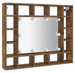 Zrcadlová skříňka s LED kouřový dub 91 x 15 x 76,5 cm