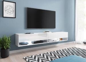 TV stolek/skříňka Aldesia 180 (bílá + bílý lesk) (osvětlení led rgb barevné). 1053718