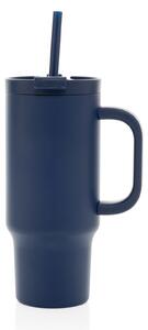 Uzavíratelný nerez termohrnek s brčkem, 480ml, XD Design, modrý