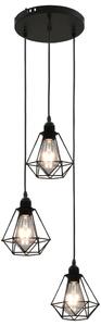 Stropní lampa s diamantovým designem černá 3 x žárovka E27