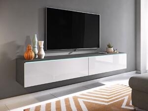 HezkýNábytek.cz TV stolek/skříňka Dilune 180 (matera + bílý lesk) (osvětlení led bílé). 1053822