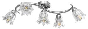 Stropní lampa průhledná skleněná stínidla 5 žárovek E14 tulipán