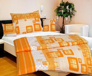 Karoline (Staňková) Ložní povlečení bavlna Karoline okna oranžová rozměry: 200x220cm + 2x 70x90cm