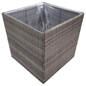 Zahradní truhlík šedý 80 x 80 x 80 cm polyratan