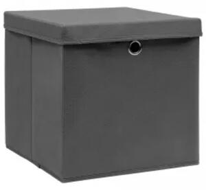 Úložné boxy s víky 10 ks 28 x 28 x 28 cm šedé
