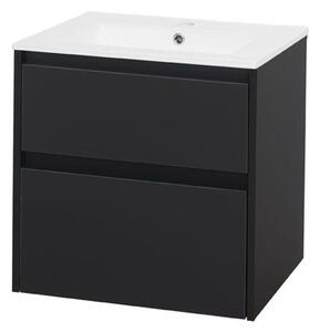 Mereo Mereo, Opto, koupelnová skříňka s keramickým umyvadlem 61 cm, bílá, dub, bílá/dub, černá, CN940