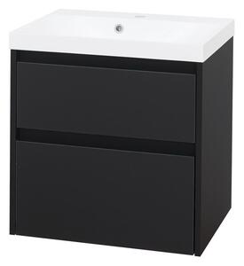 Mereo Mereo, Opto, koupelnová skříňka s umyvadlem z litého mramoru 61 cm, bílá, dub, bílá/dub, černá, CN940M