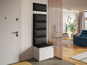 Nábytek do předsíně Kendora 60 (s 6 ks. čalouněných nástěnných panelů Pazara 60x30) (ekokůže soft 011 (černá). 1054012