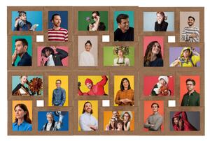 Kolážový fotorámeček na 24 obrázků (10x15 cm) světle hnědý MDF