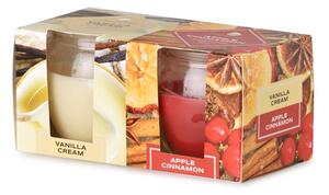 Emocio Sklo 65x63 mm 2 ks v krabičce Vanilla Cream & Apple Cinnamon, vonná svíčka