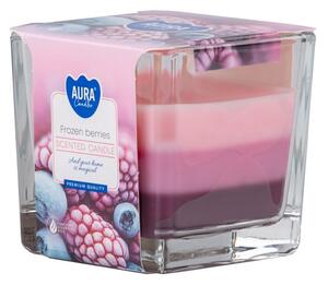 Sklo hranol 80x80 mm ~32h Frozen Berries tříbarevná vonná svíčka