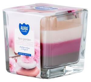 Sklo hranol 80x80 mm ~32h Spa Garden tříbarevná vonná svíčka