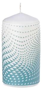 Válec 60x110mm Op art 3D geometrie, modrá svíčka