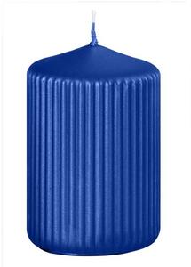 Rýhovaná Válec 65x100mm Metal modrá svíčka