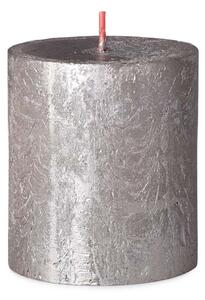 Bolsius Rustic Shimmer Válec 68x80mm Champagne, stříbrná svíčka