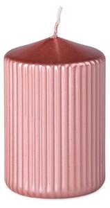 Rýhovaná Válec 65x100mm Rosegold metalik, růžová svíčka