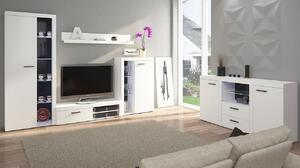 Obývací stěna Rokara (s komodou) (bílá) (bez osvětlení)
