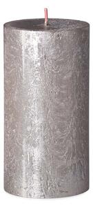 Bolsius Rustic Shimmer Válec 68x130mm Champagne, stříbrná svíčka