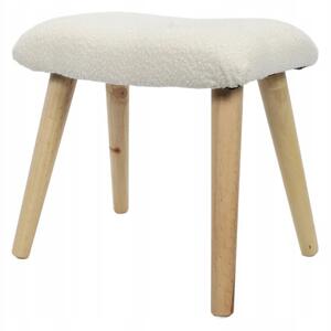 STOLIČKA BOUCLE KRUK BÉŽOVÁ BOROVICOVÉ DŘEVO 40x28x38 CM DO OBÝVACÍHO POKOJE