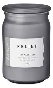 Emocio Sklo 93x142 mm Wellness se skleněným víčkem Relief, sojová vonná svíčka