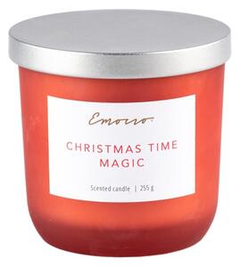 Emocio Sklo 95x95 mm s kovovým víčkem Christmas Spice, červená sojová vonná svíčka