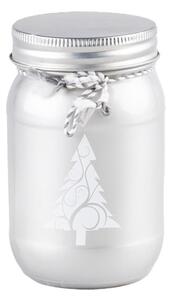 Emocio Sklo 70x120 mm s plechovým víčkem Winter Berry and Ivy Snowman, potisk stromek, stříbrná vonná svíčka