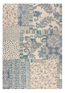 Modrý/béžový ručně tkaný vlněný koberec 120x170 cm Eloise Patchwork – Flair Rugs