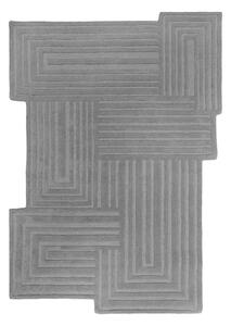 Šedý ručně tkaný vlněný koberec 160x230 cm Zen Rectangles – Flair Rugs
