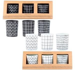 Svíčka ve skle vonná 3ks set 50x60mm v dárkové krabičce Home collection mix, černá, bílá